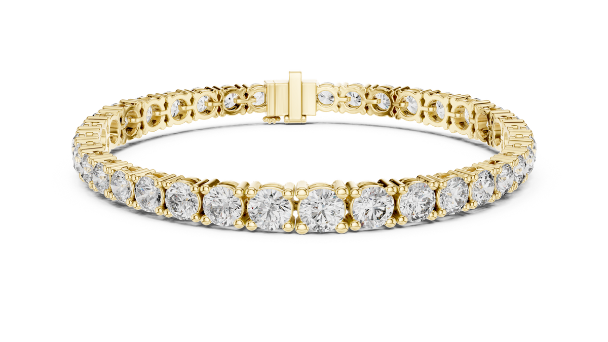 14K Solid Gold Lab Diamond Bracelet, Yellow Gold