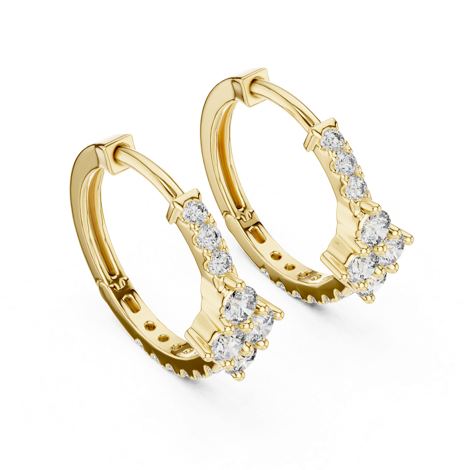 Gold Earrings L02-320, Yellow Gold, view 2