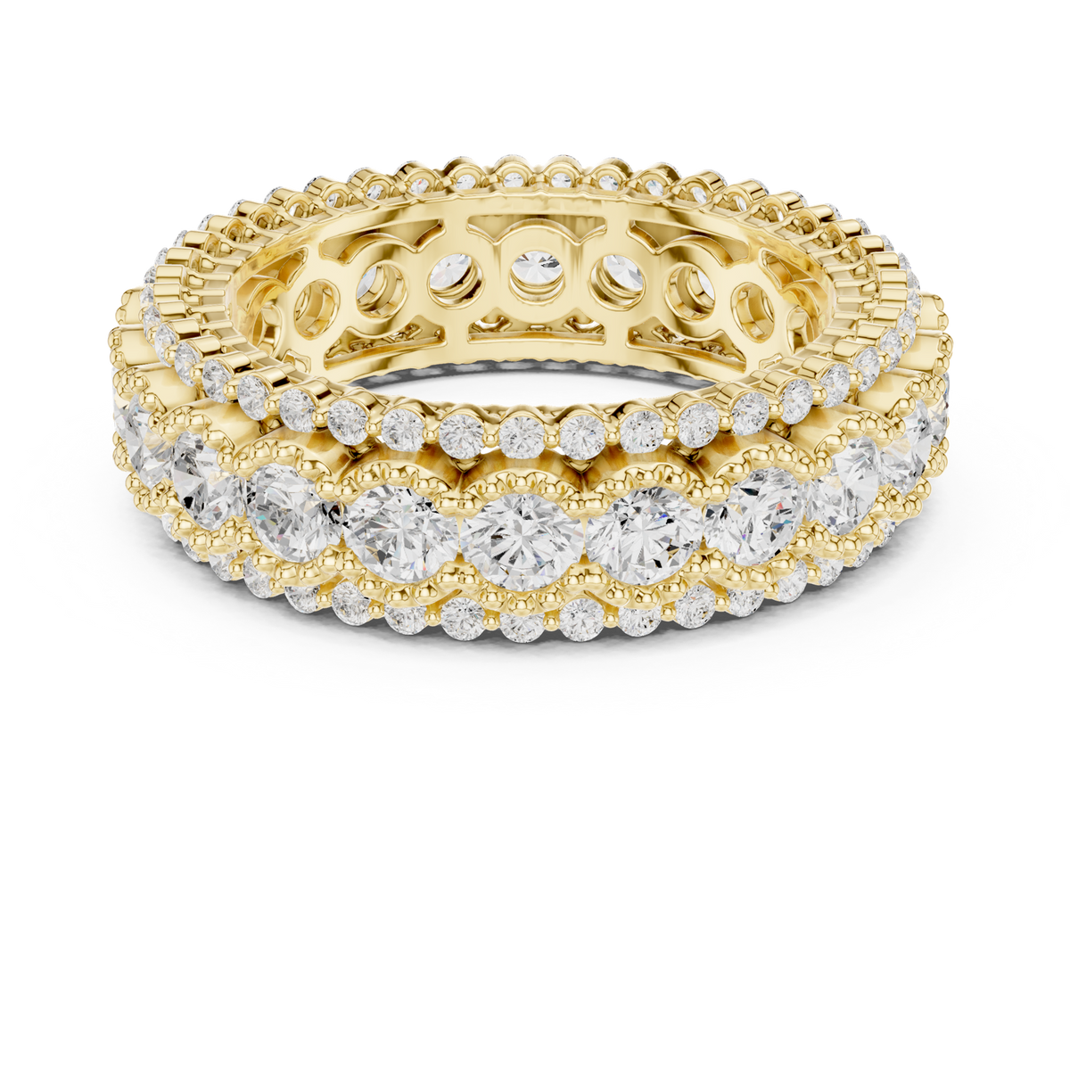 14K Solid Gold Lab Diamond Eternity Ring, Yellow Gold