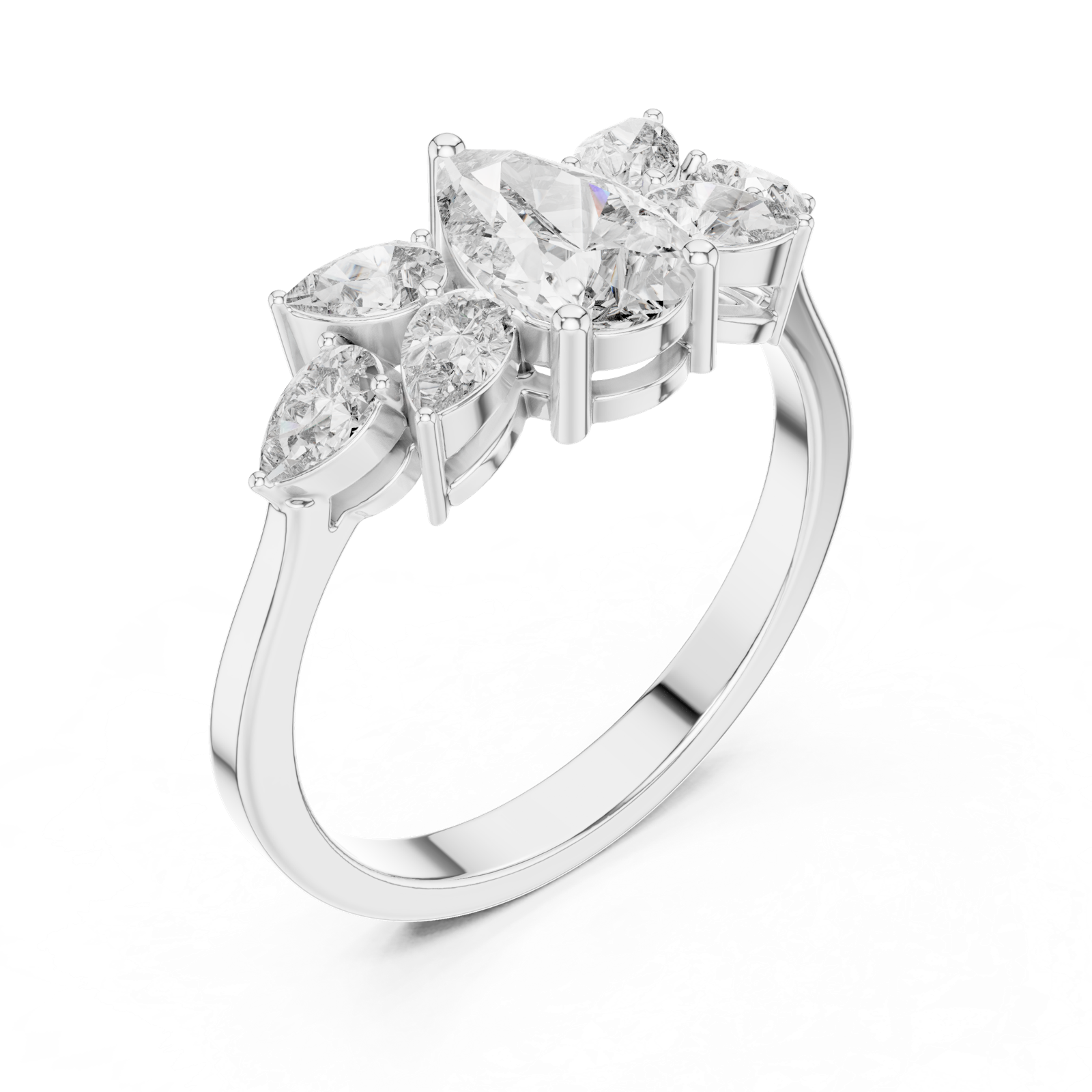Gold Ring AVBLR-132, White Gold, view 2