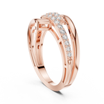 14K Solid Gold Lab Diamond Crossover Ring, Rose Gold, view 1