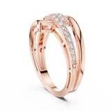 14K Solid Gold Lab Diamond Crossover Ring, Rose Gold, view 1