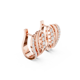14K Solid Gold Lab Diamond Leaf Cluster Earrings, Rose Gold, view 1