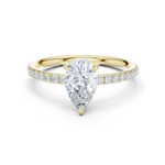 Gold Jewelry L36-15, Pear center stone, Yellow Gold