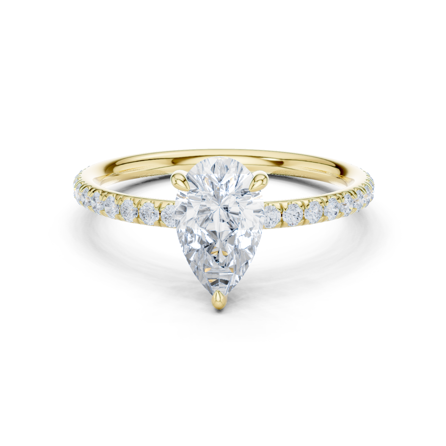 Gold Jewelry L36-15, Pear center stone, Yellow Gold