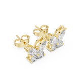 14K Solid Gold Lab Diamond Butterfly Cluster Earrings, Yellow Gold, view 2