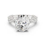 Gold Ring DDLR-087, Oval center stone, White Gold