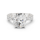 Gold Ring DDLR-087, Oval center stone, White Gold