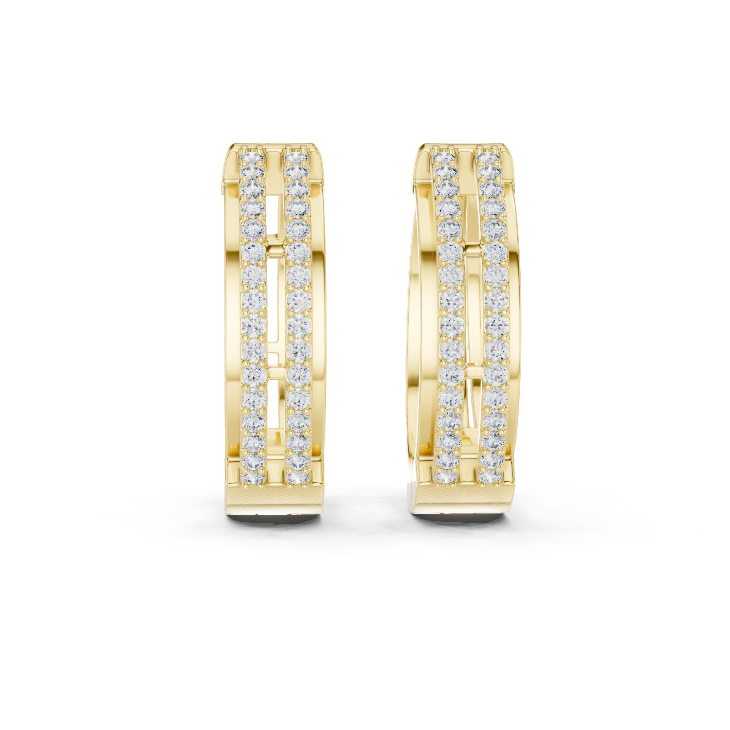 14K Solid Gold Lab Diamond Huggie Earrings, Yellow Gold