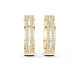 14K Solid Gold Lab Diamond Huggie Earrings, Yellow Gold