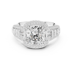 Gold Ring, Cushion center stone, White Gold, view 4
