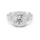 Gold Ring, Cushion center stone, White Gold, view 4