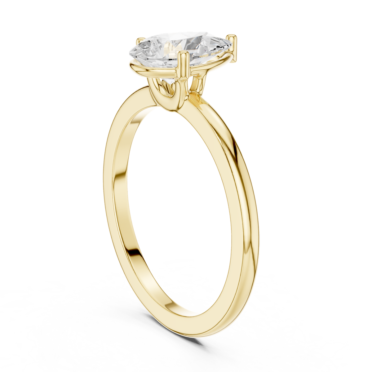 14K Solid Gold Lab Diamond Solitaire Ring, Yellow Gold, view 1