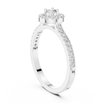 14K Solid Gold Lab Diamond Halo Ring, White Gold, view 1