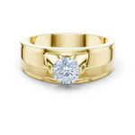 14K Solid Gold Lab Diamond Solitaire Ring, Yellow Gold