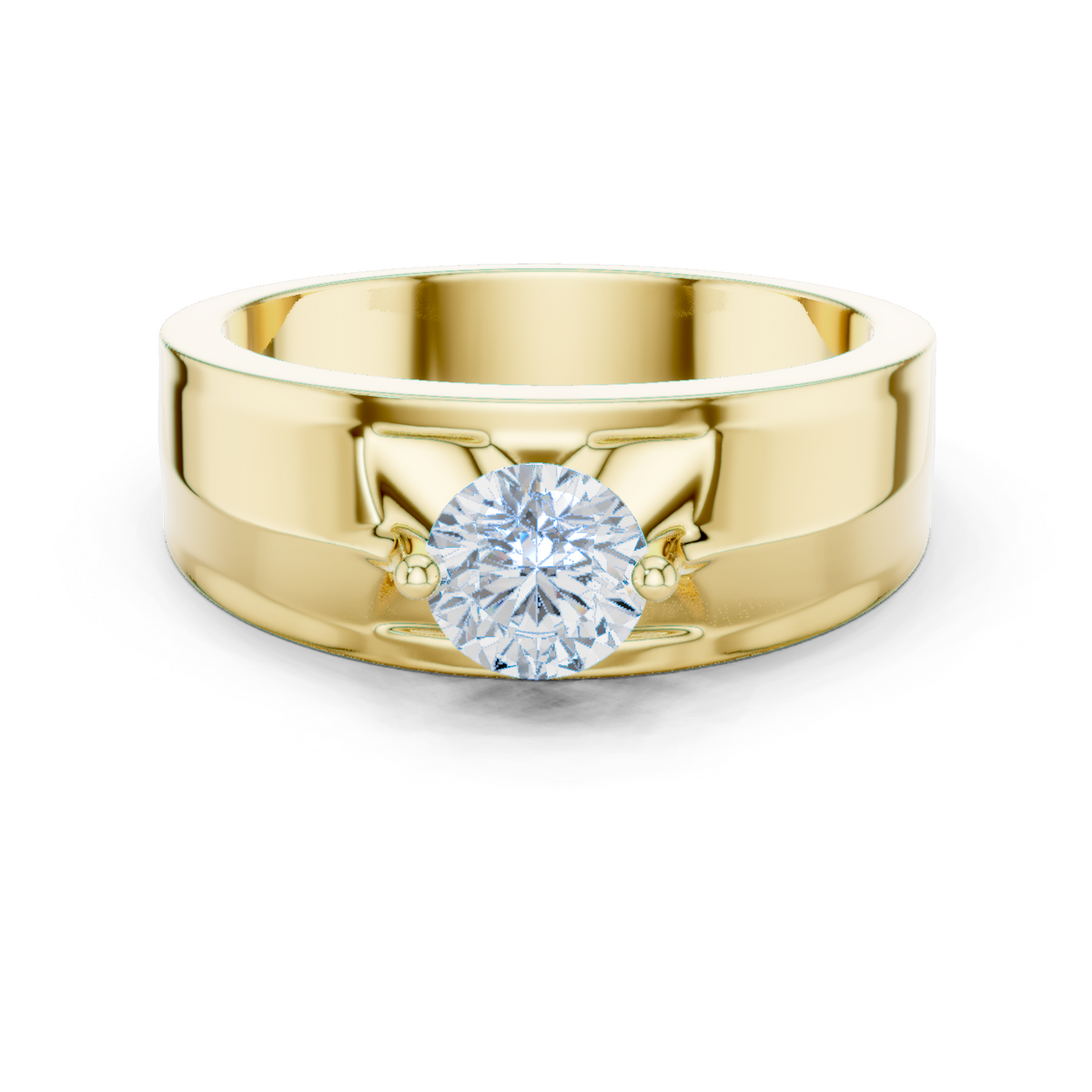 14K Solid Gold Lab Diamond Solitaire Ring, Yellow Gold