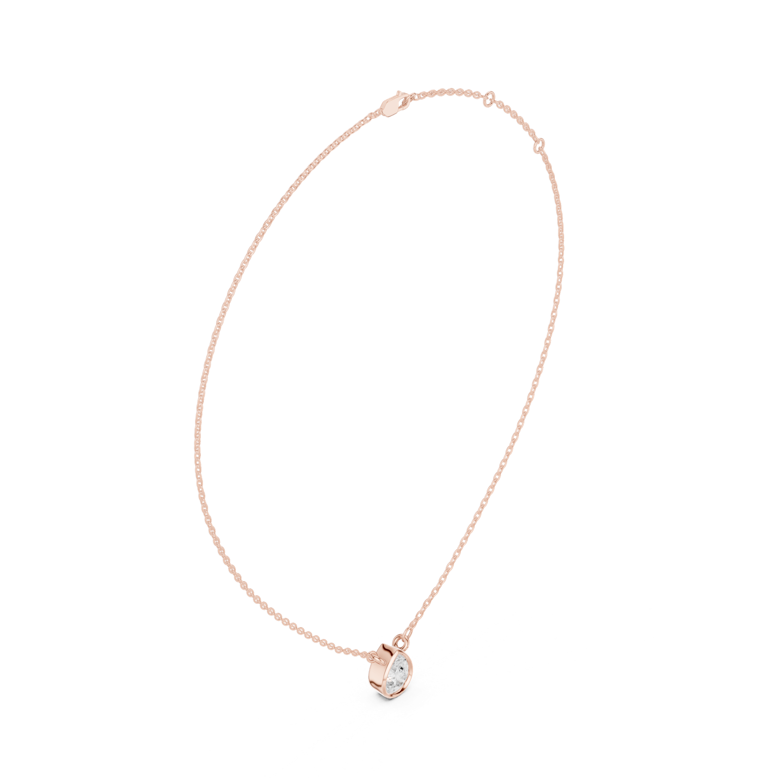 Gold Jewelry DDPS-001, Pear center stone, Rose Gold, view 1
