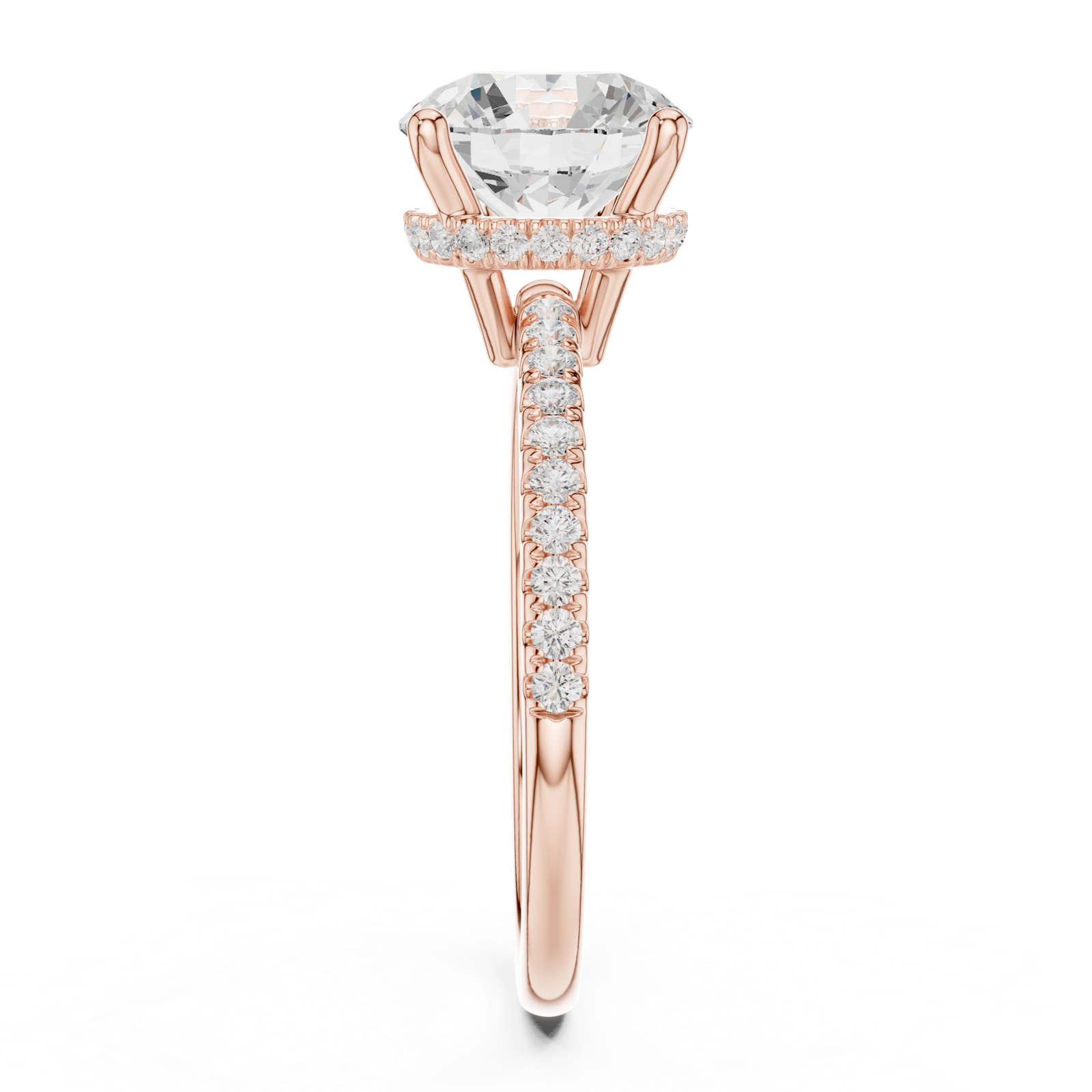 Gold Ring DDLR-177, Round center stone, Rose Gold, view 3