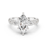 Gold Ring DDLR-281, Marquise center stone, White Gold
