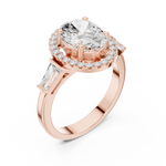 Gold Ring DDLR-342, Oval center stone, Rose Gold, view 2