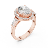 Gold Ring DDLR-342, Oval center stone, Rose Gold, view 2