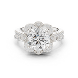 Gold Ring DDLR-442, Round center stone, White Gold