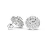 14K Solid Gold Lab Diamond Halo Earrings, White Gold, view 1