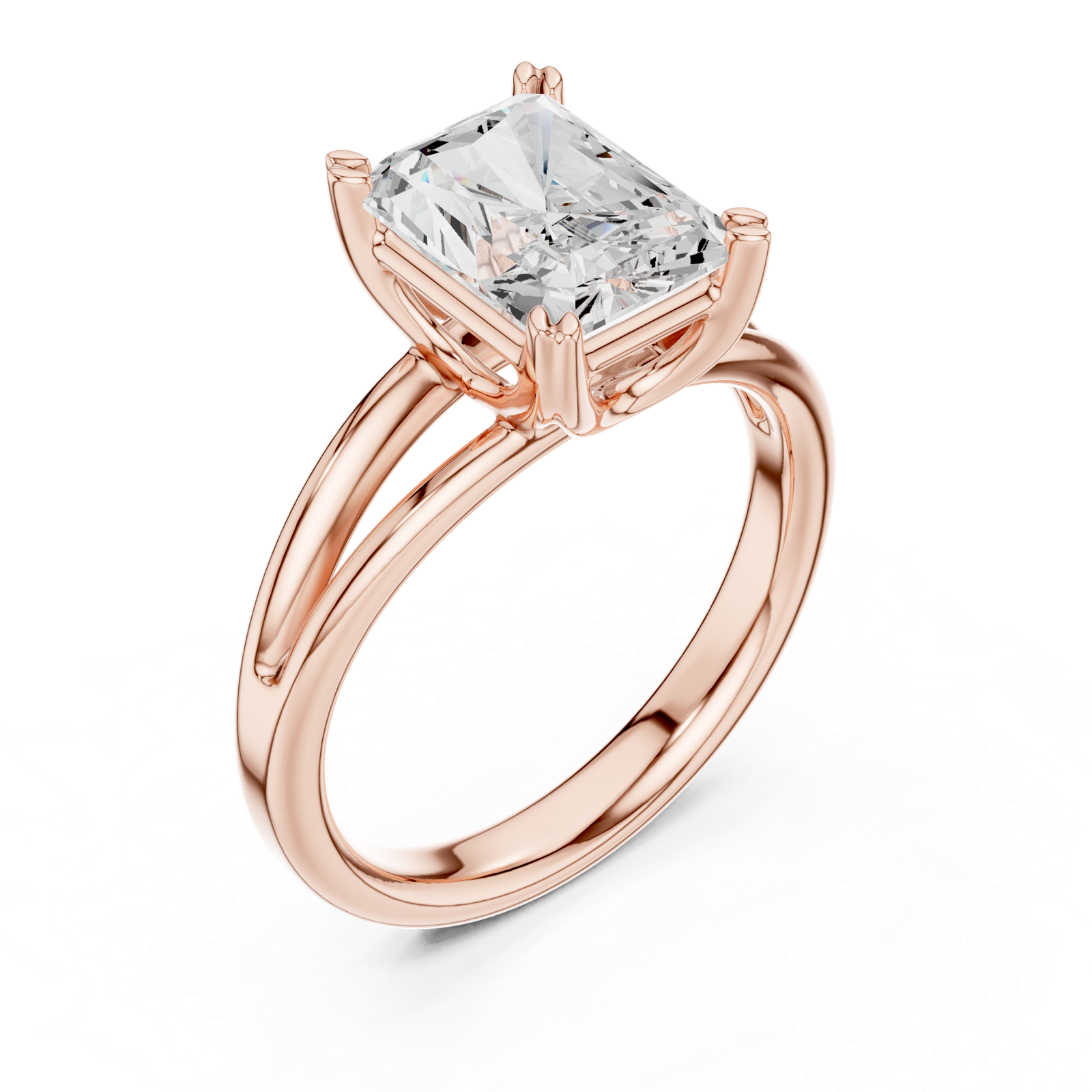 Gold Jewelry L36-7, Radiant center stone, Rose Gold, view 2