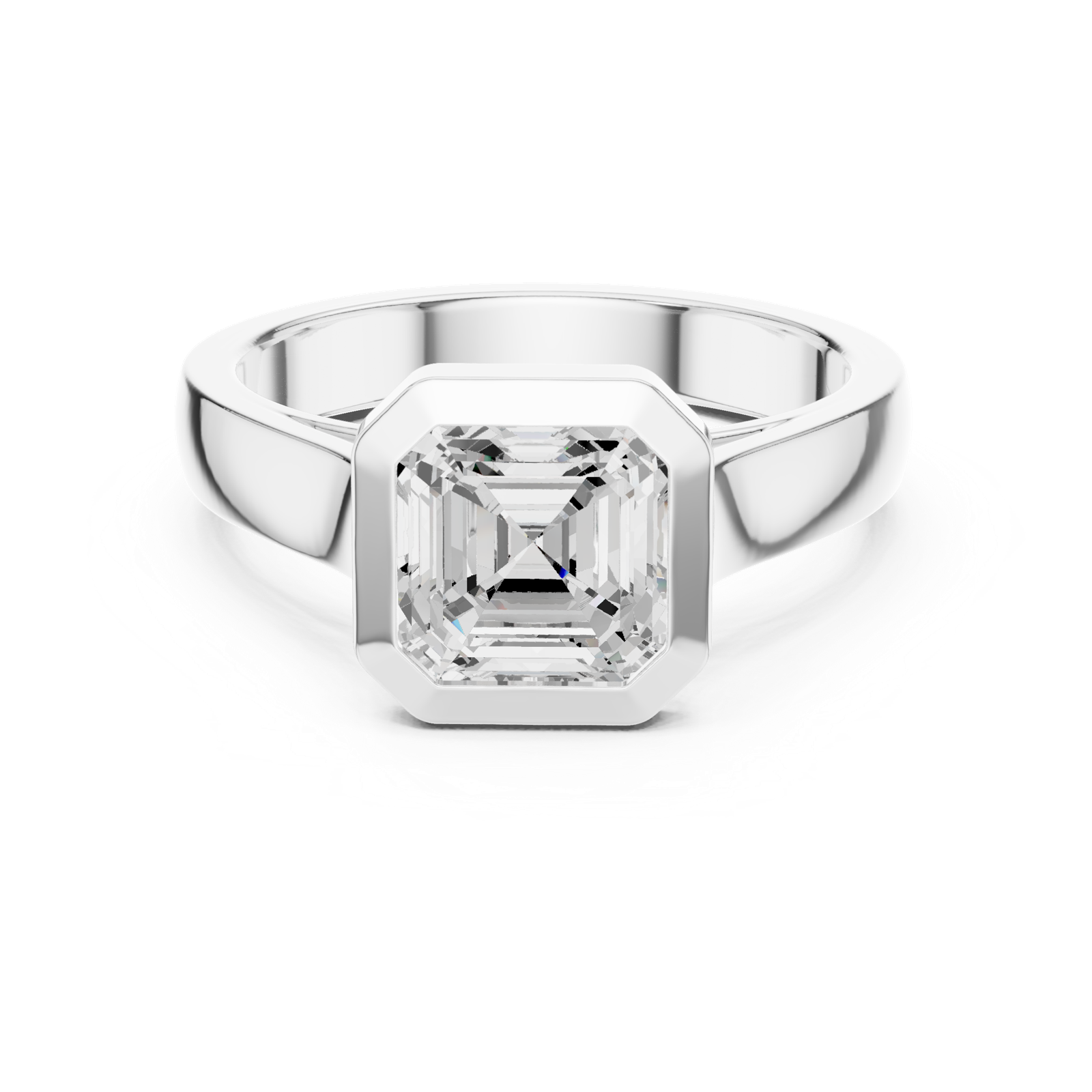 Gold Jewelry L36-3, Asscher center stone, White Gold, view 4