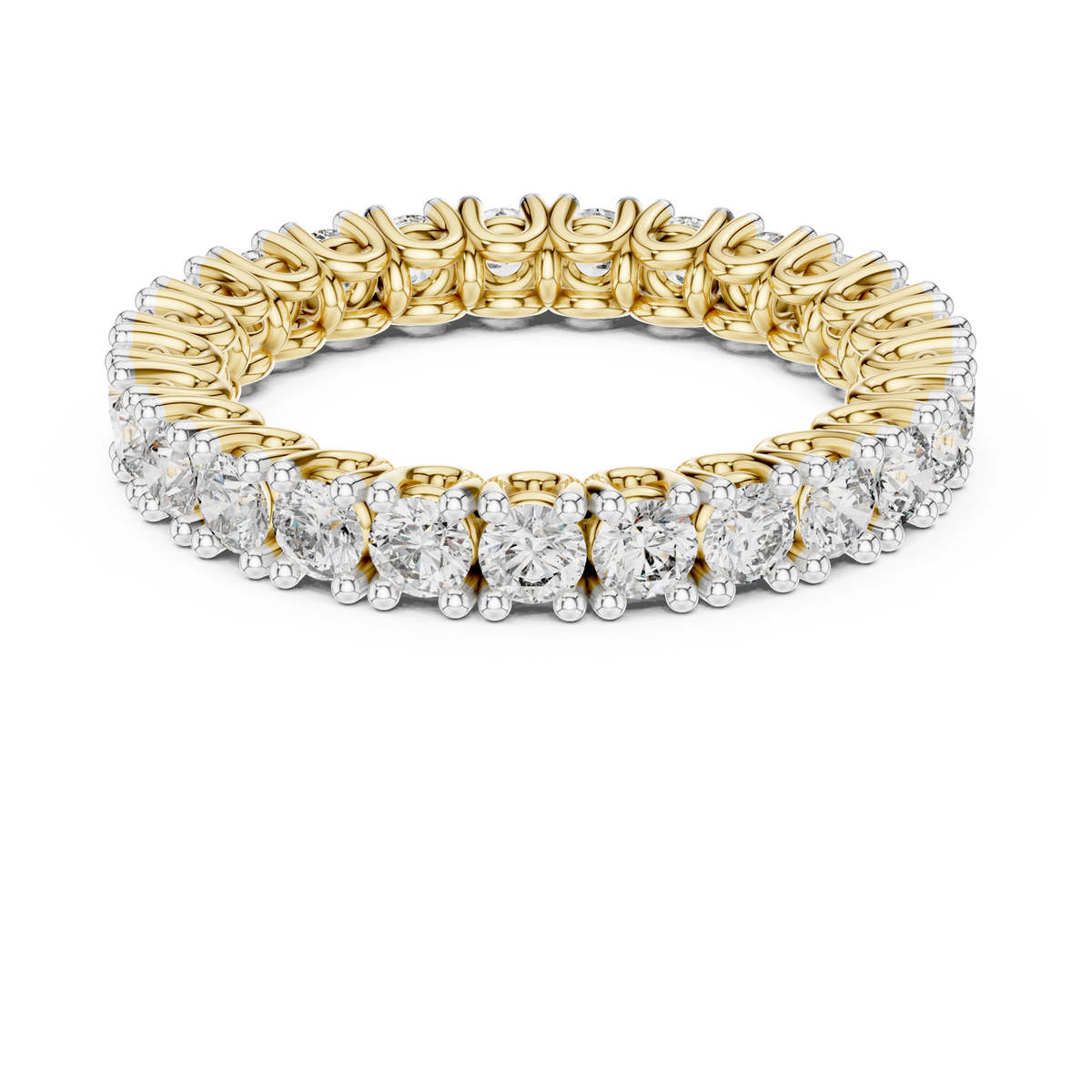 14K Solid Gold Lab Diamond Eternity Ring, Yellow Gold