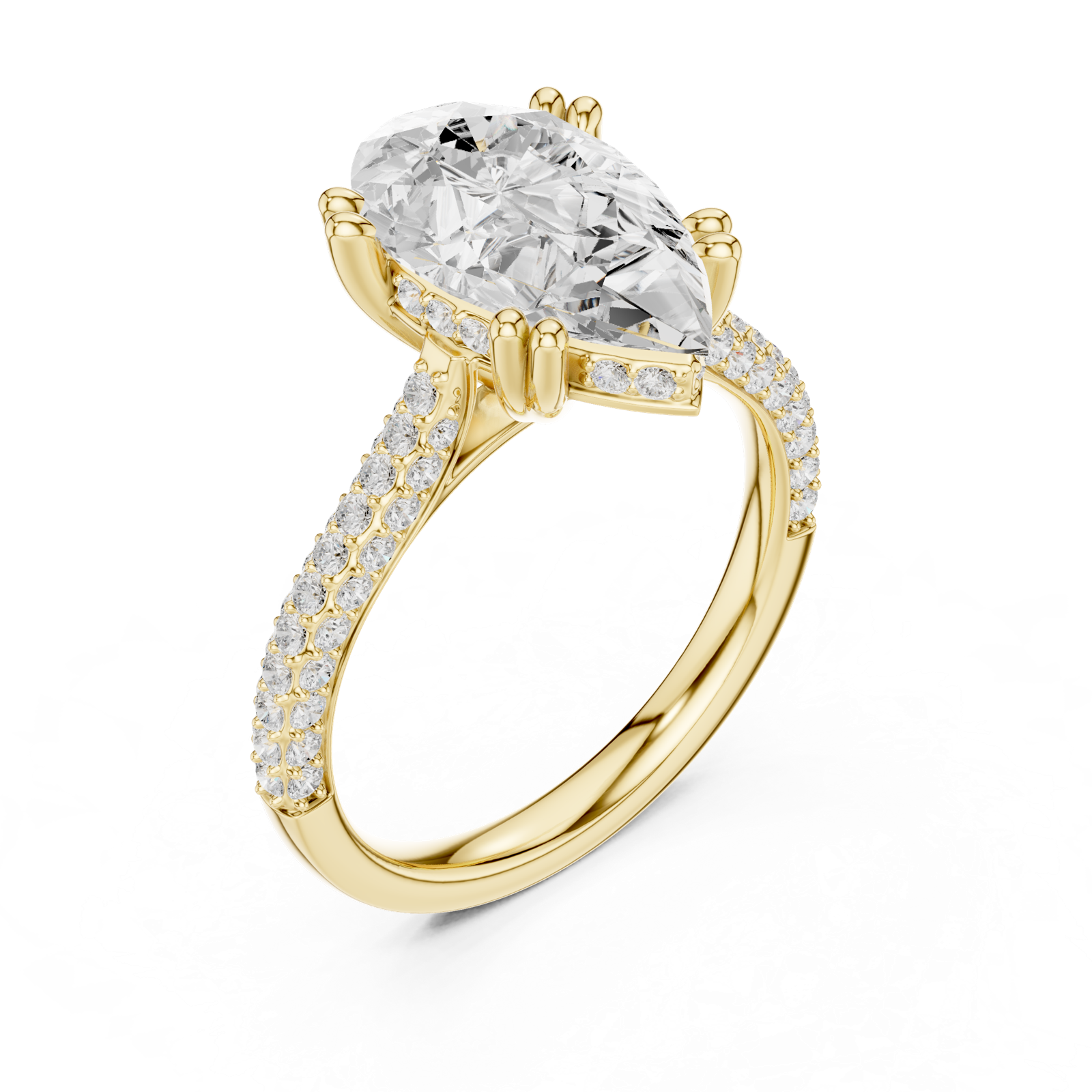 Gold Ring DDLR-260, Pear center stone, Yellow Gold, view 2