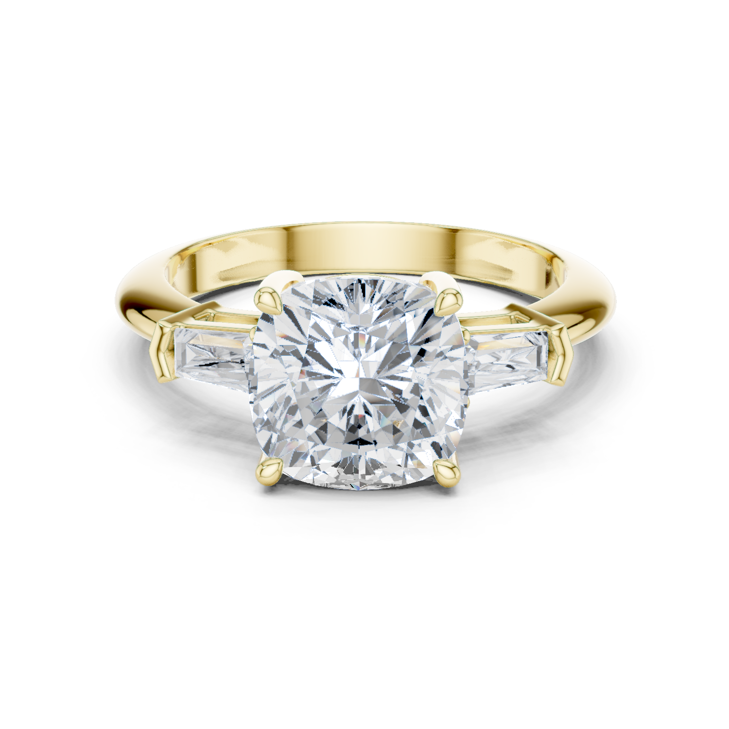 Gold Jewelry, Cushion center stone, Yellow Gold