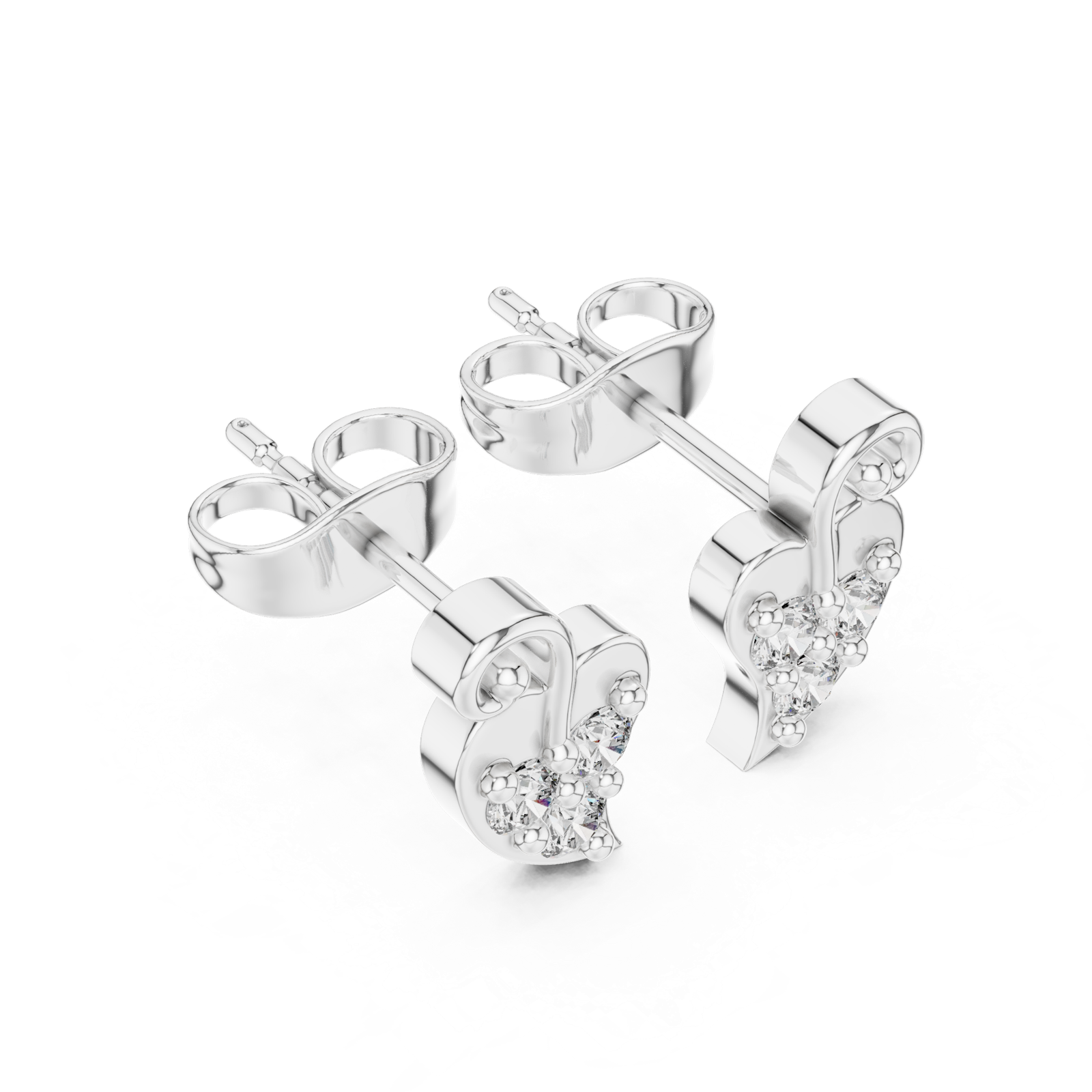 Gold Earrings 9-10021E, White Gold, view 2
