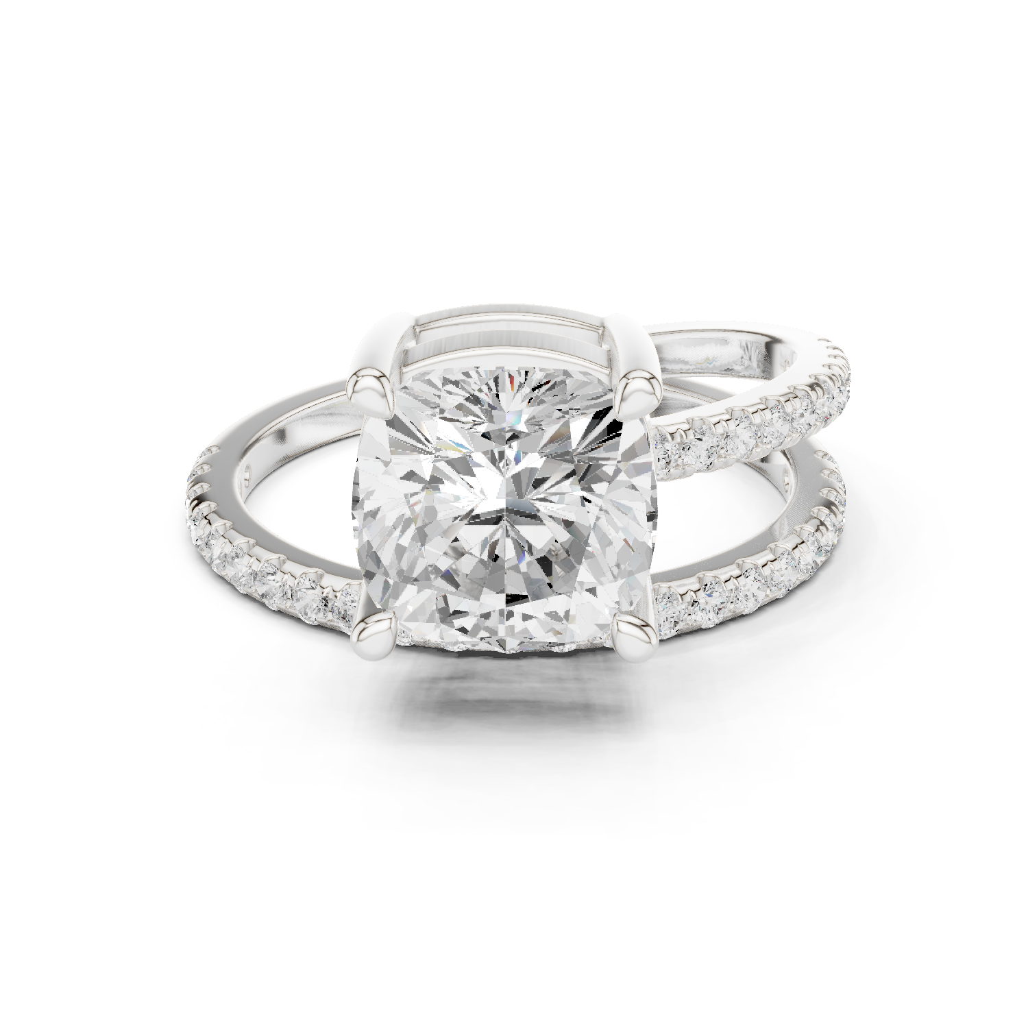 Gold Jewelry, Cushion center stone, White Gold