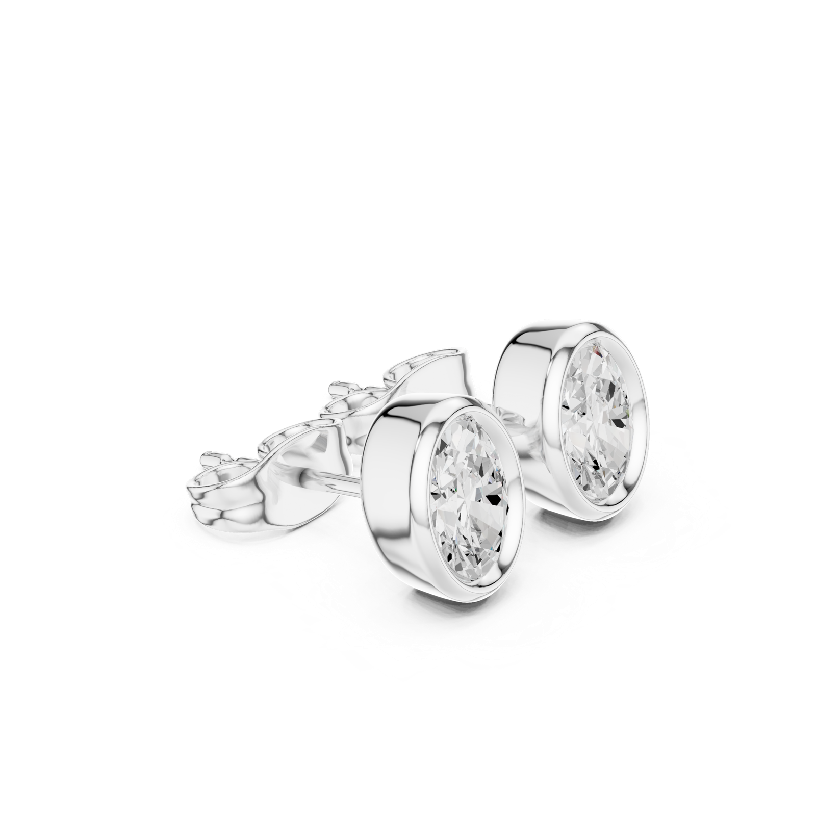 Gold Jewelry DDER-001, Oval center stone, White Gold, view 1