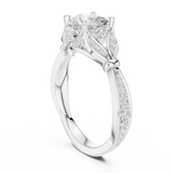 Gold Ring DDLR-257, Heart center stone, White Gold, view 1