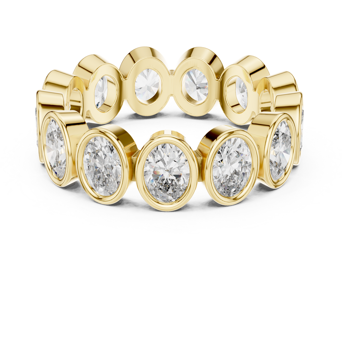 14K Solid Gold Lab Diamond Eternity Ring, Yellow Gold
