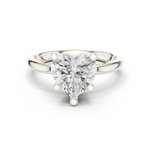 Gold Ring DDLR-175, Heart center stone, White Gold