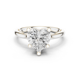 Gold Ring DDLR-175, Heart center stone, White Gold
