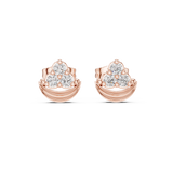 14K Solid Gold Lab Diamond Cluster Earrings, Rose Gold