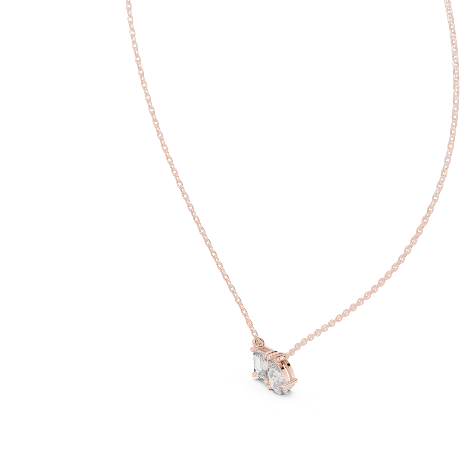 14K Solid Gold Lab Diamond Pendant Necklace, Rose Gold, view 2