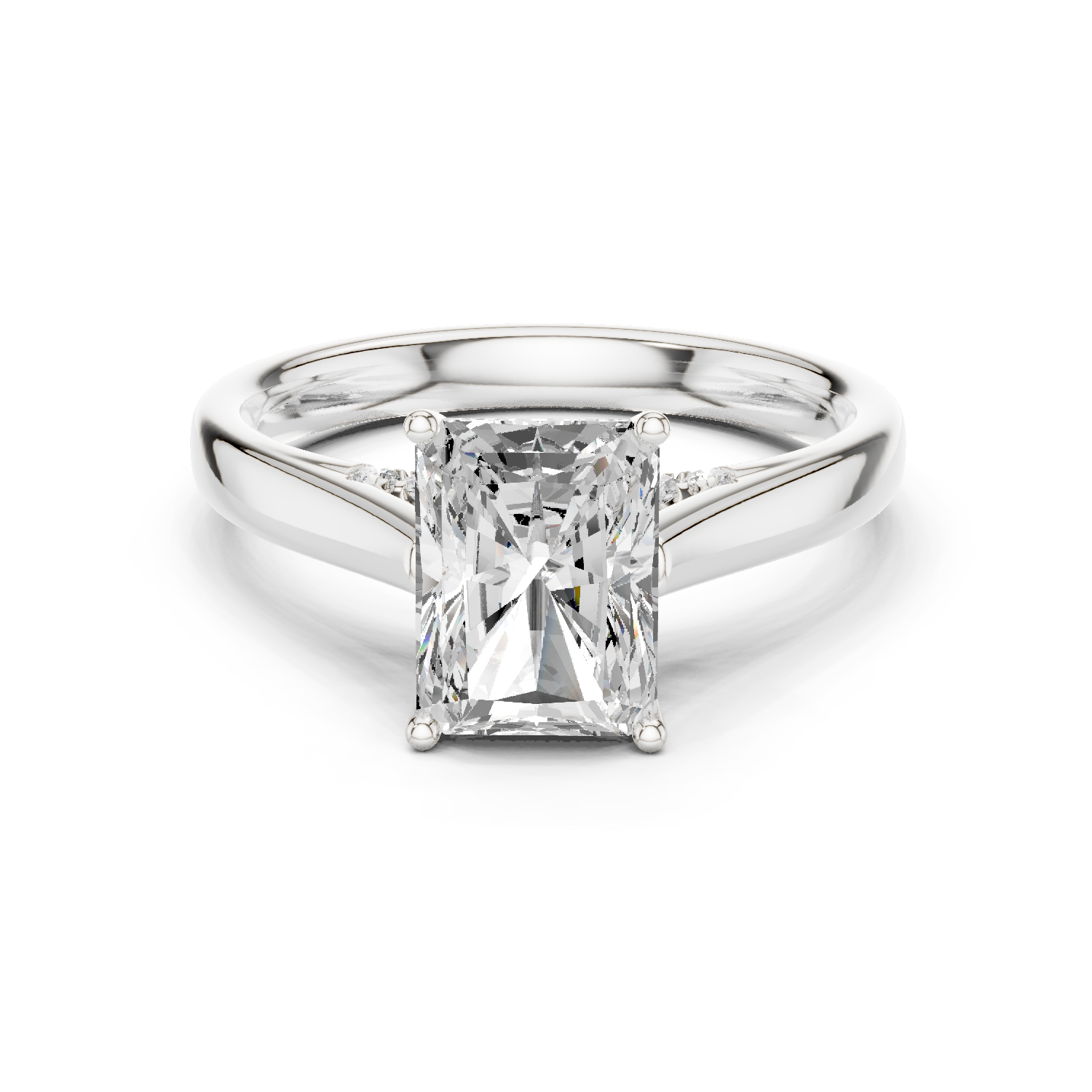 Gold Jewelry L36-18, Radiant center stone, White Gold