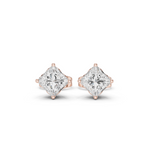 14K Solid Gold Lab Diamond Stud Earrings, Rose Gold