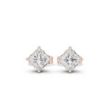 14K Solid Gold Lab Diamond Stud Earrings, Rose Gold