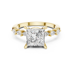 Gold Ring DDLR-168, Princess center stone, Yellow Gold, view 4