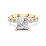 Gold Ring DDLR-168, Princess center stone, Yellow Gold, view 4
