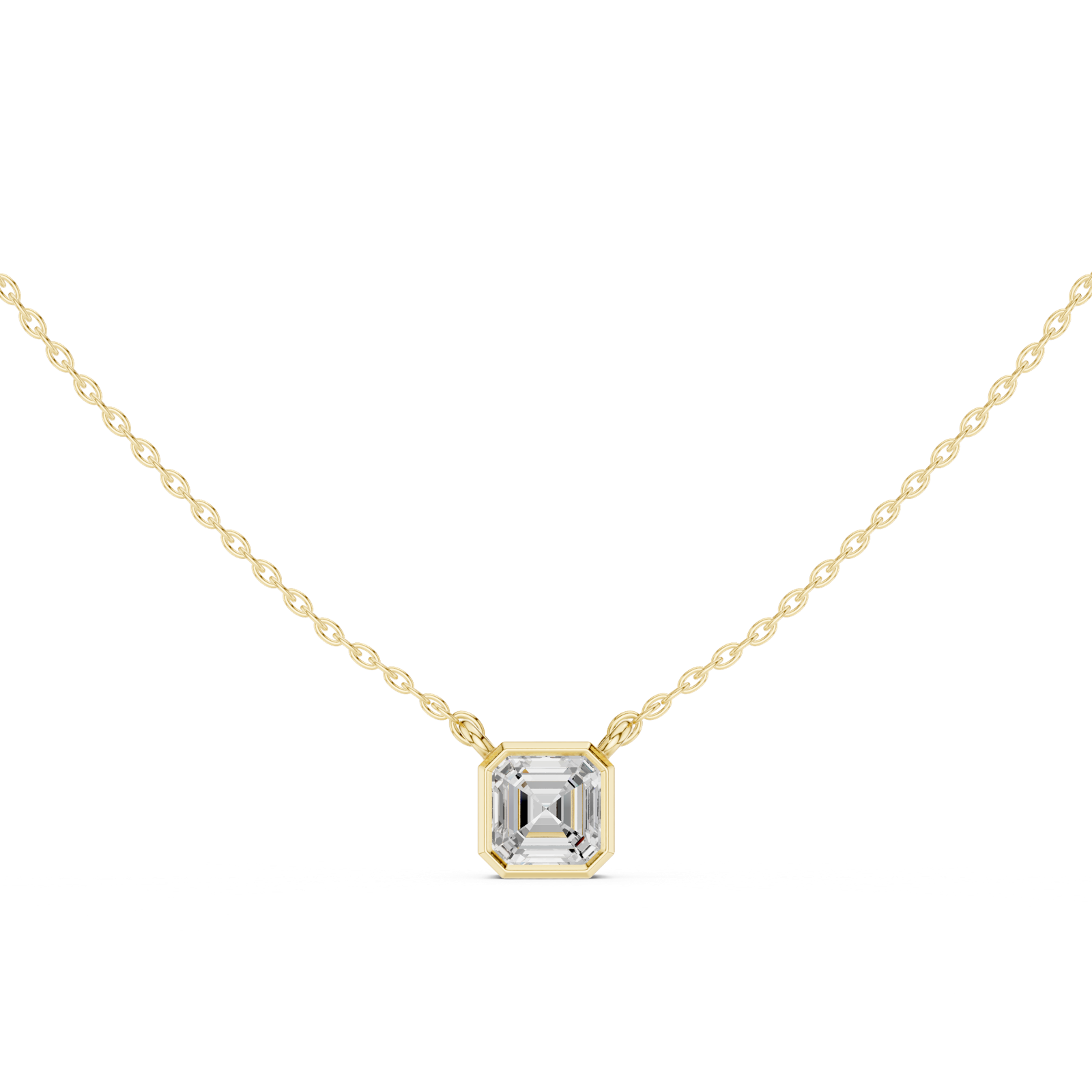 Gold Jewelry, Asscher center stone, Yellow Gold, view 4