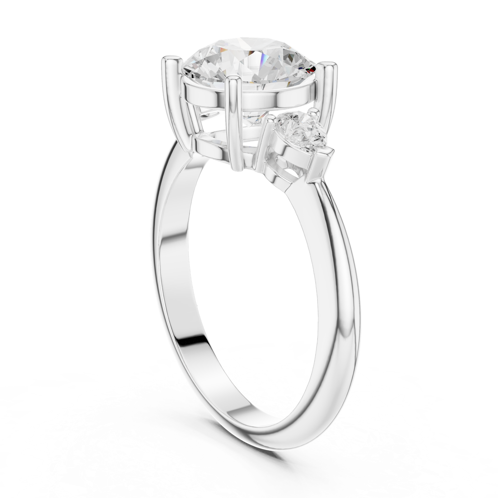 Gold Jewelry L35-66, Round center stone, White Gold, view 1