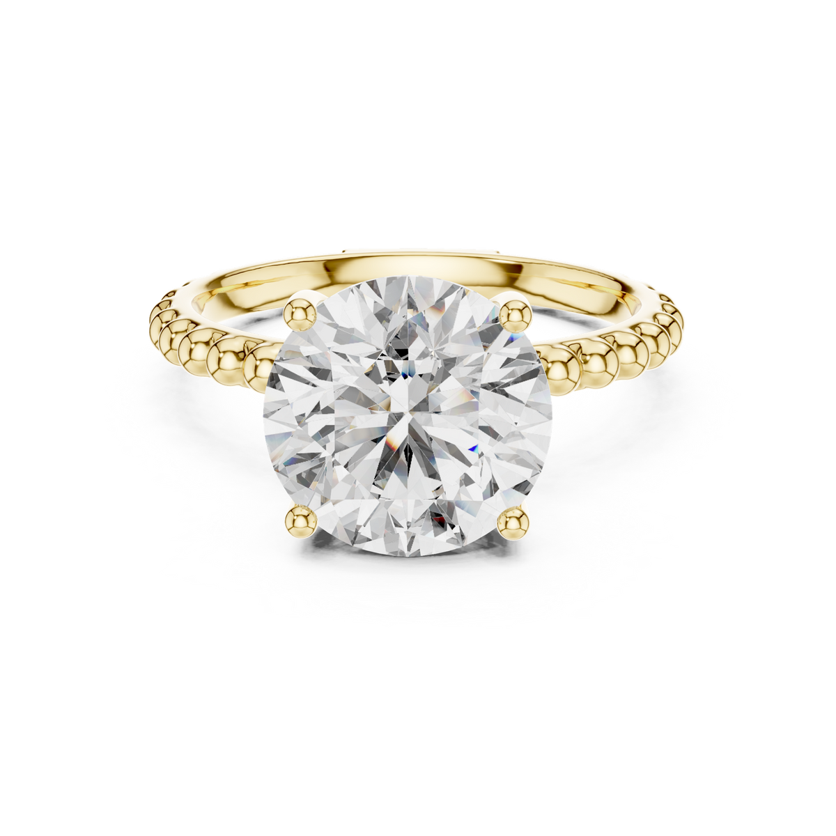 14K Solid Gold Lab Diamond Solitaire Ring, Yellow Gold
