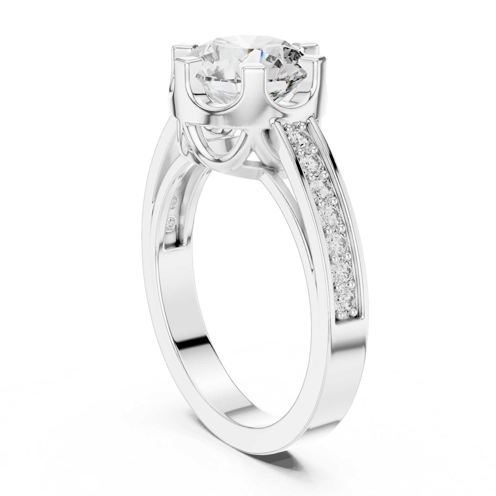 14K Solid Gold Lab Diamond Solitaire Ring, White Gold, view 1